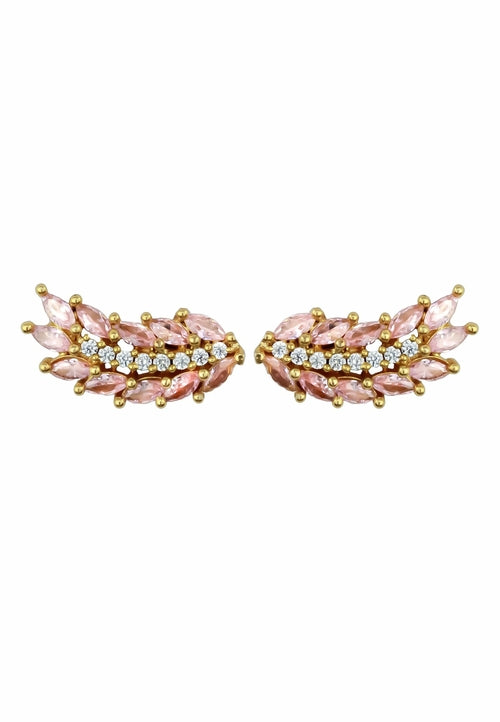 Cruise Wings Earrings with Zirconia Stones and Gold Plating