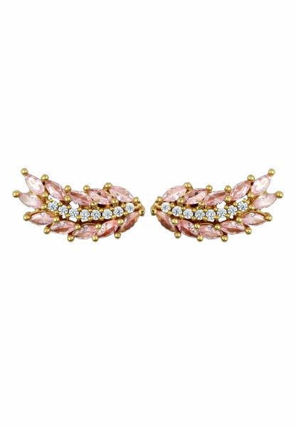 Cruise Wings Earrings with Zirconia Stones and Gold Plating