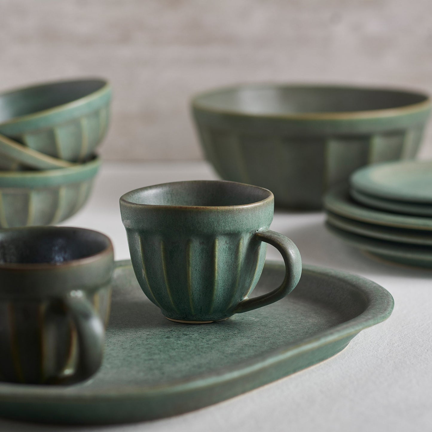 Cozy Green Bowl - Handmade Stoneware for Home Decor