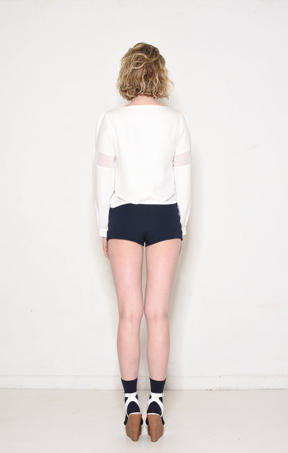 Stylish Panel Shorts with Buttoned Front, Made in Paris