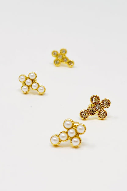 Dainty Cross Stud Earrings with Sparkly Cubic Zirconia