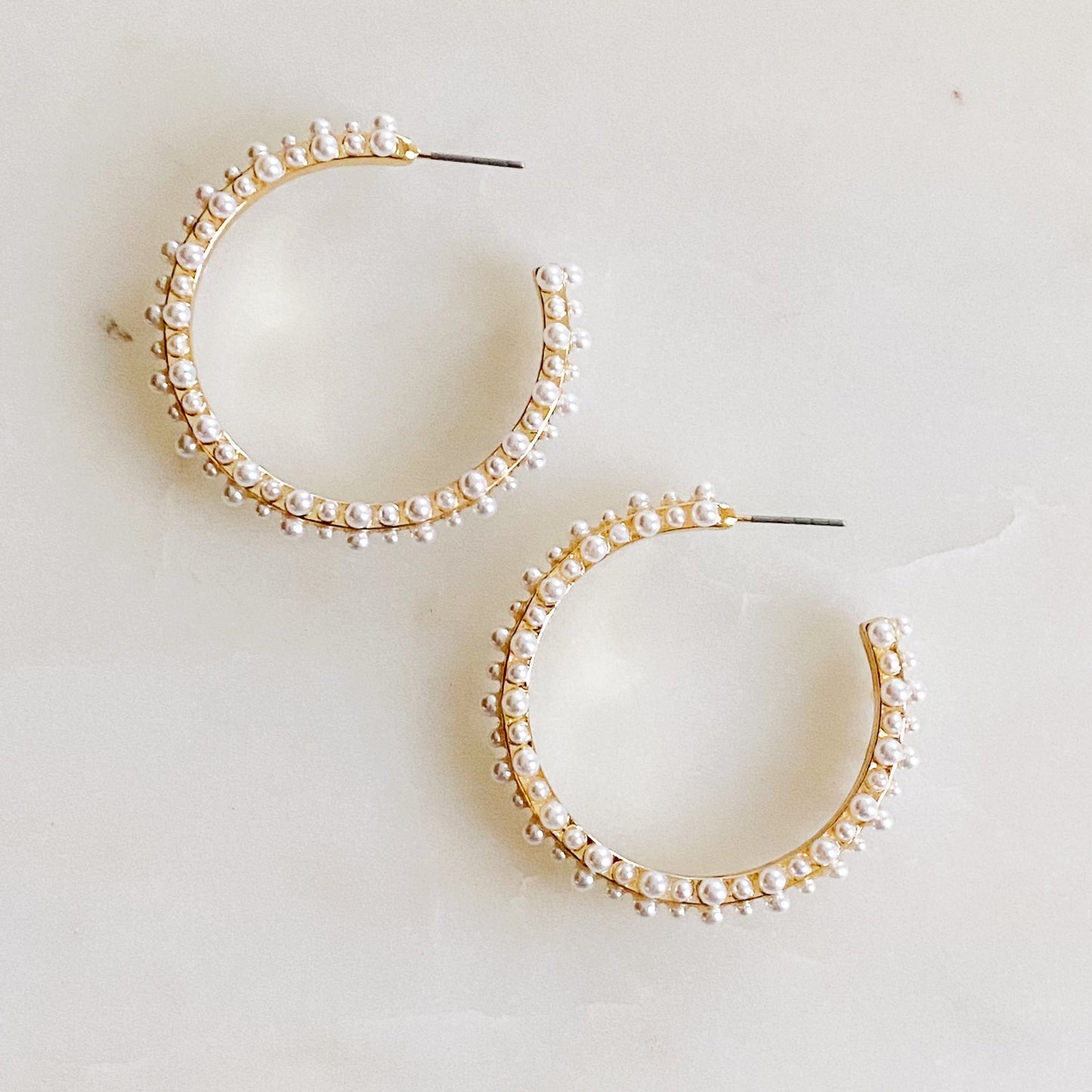 Delicate Pearl Deco Hoop Earrings for Everyday Elegance