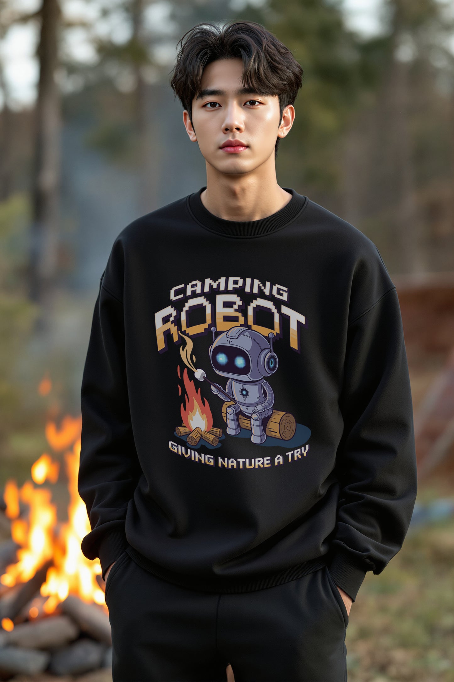 Long-sleeve - Camping Robot Unisex Heavy Blend™ Crewneck Sweatshirt - StyleMZ