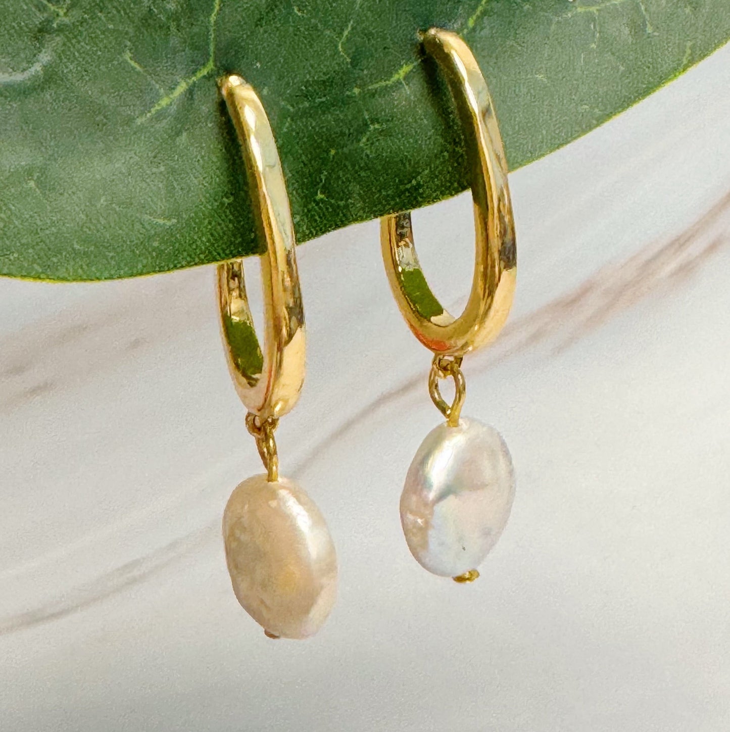 Dangle Pearl Gold Hoop Earrings for Elegant Style Upgrade