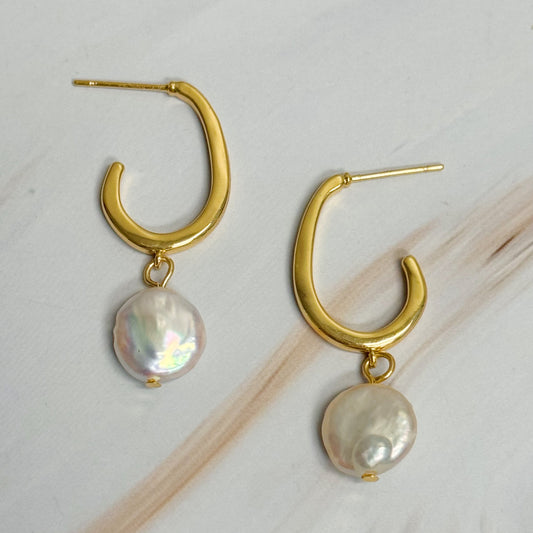 Dangle Pearl Gold Hoop Earrings for Elegant Style Upgrade