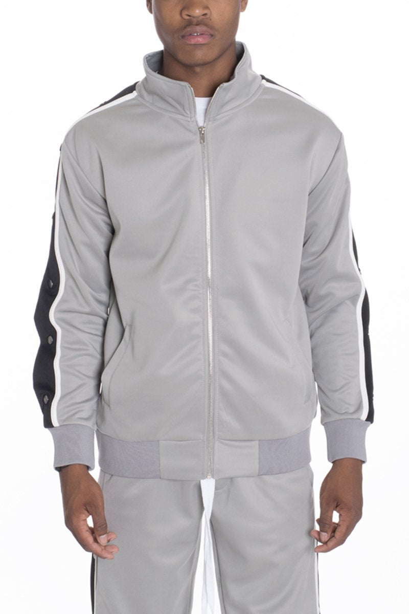 Snap Button Track Jacket Grey with Pocket Details