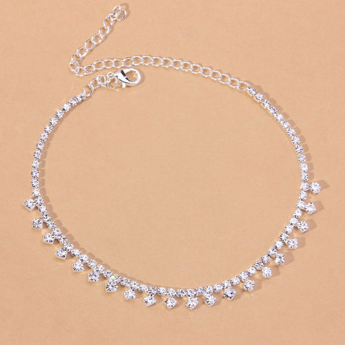 Rhinestone Water Drop Anklet Foot Jewelry for Women Silver/Gold - Stylemz