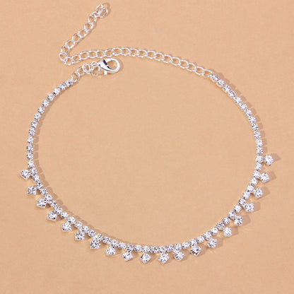 Rhinestone Water Drop Anklet Foot Jewelry for Women Silver/Gold - Stylemz