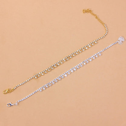 Rhinestone Water Drop Anklet Foot Jewelry for Women Silver/Gold - Stylemz