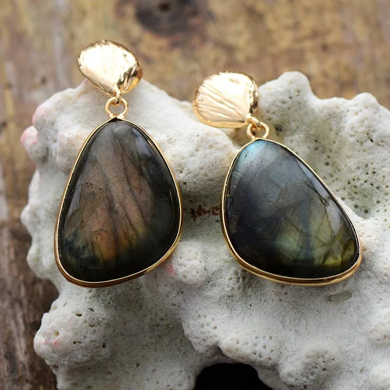 Labradorite Drop Earrings - Stylemz