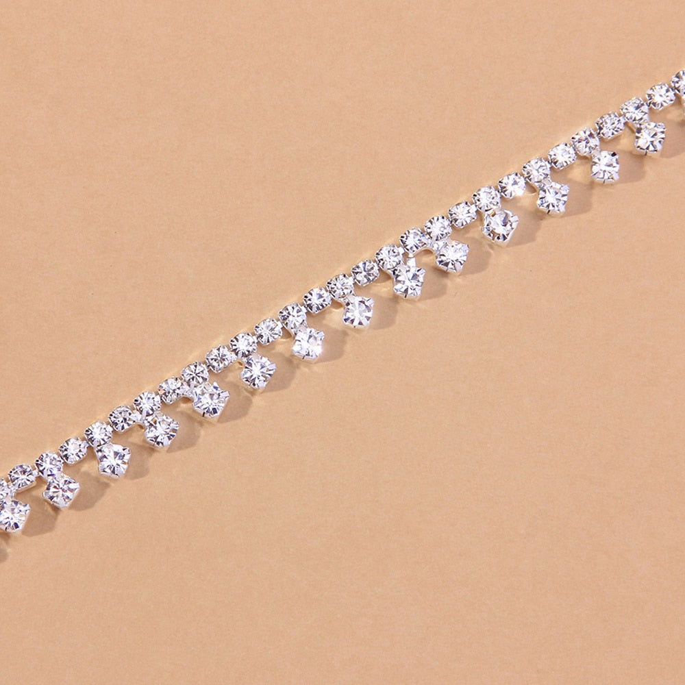 Rhinestone Water Drop Anklet Foot Jewelry for Women Silver/Gold - Stylemz