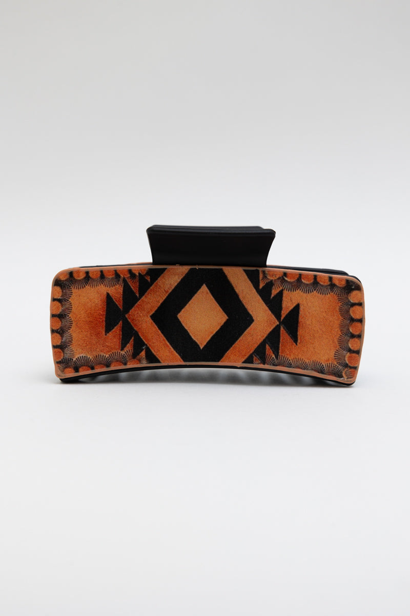 Aztec Sunset Hair Claw Clip with Bold Geometric Design