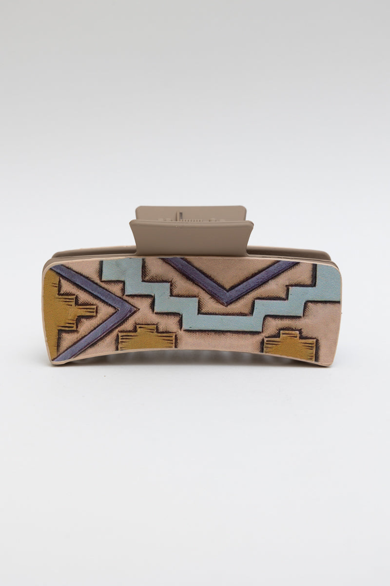 Western Hair Claw Clip with Geometric Tribal Pattern