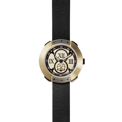 Vista Roman Gold Black Elegant Timepiece with Leather Strap