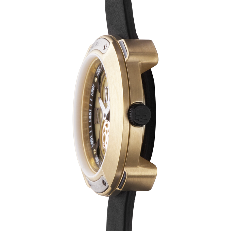 Vista Roman Gold Black Elegant Timepiece with Leather Strap