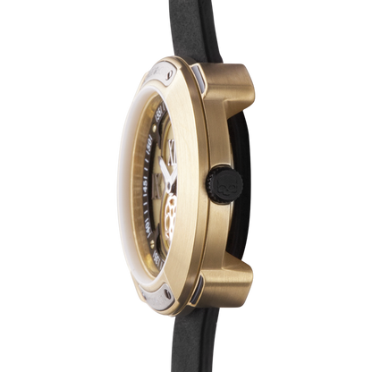 Vista Roman Gold Black Elegant Timepiece with Leather Strap