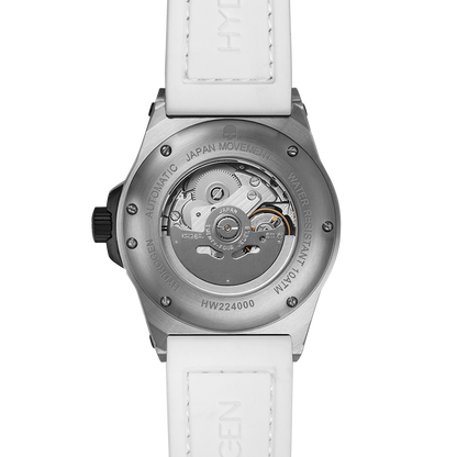 Otto White Silver Automatic Watch with Silicone Strap