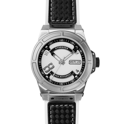 Otto White Silver Automatic Watch with Silicone Strap