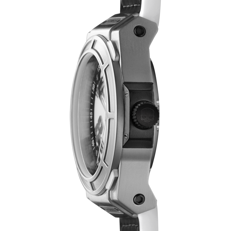 Otto White Silver Automatic Watch with Silicone Strap