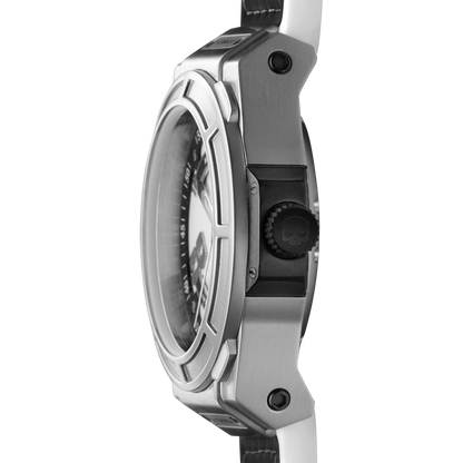 Otto White Silver Automatic Watch with Silicone Strap