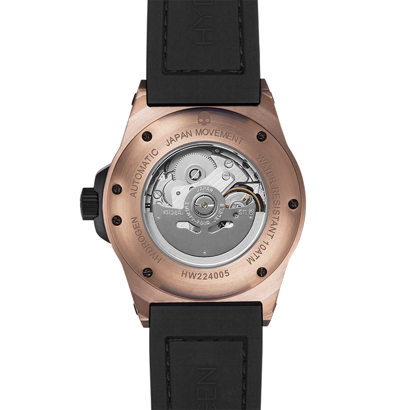 Otto Black Rose Gold Automatic Watch with Black Strap