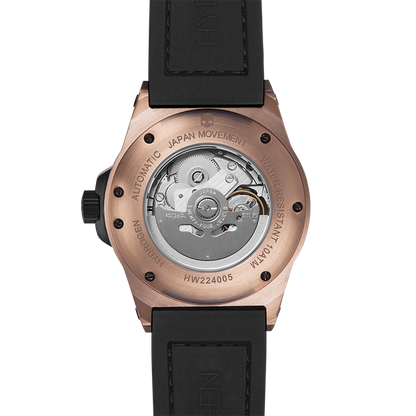 Otto Black Rose Gold Automatic Watch with Black Strap