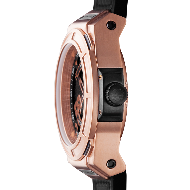 Otto Black Rose Gold Automatic Watch with Black Strap