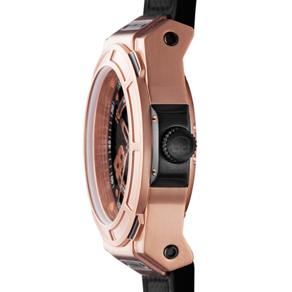 Otto Black Rose Gold Automatic Watch with Black Strap