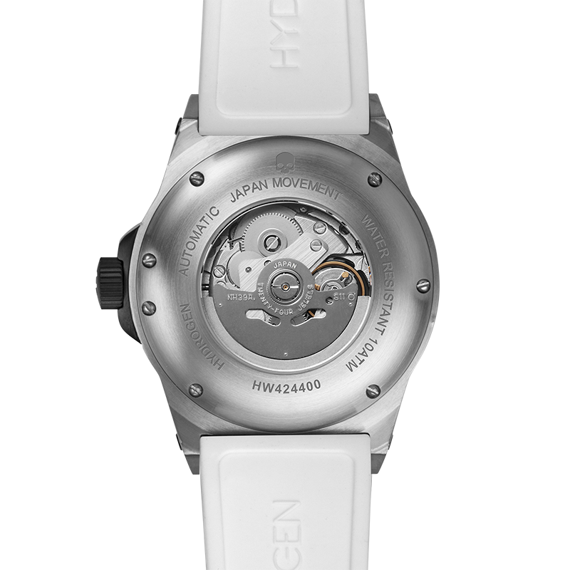 Vento Silver White Luxury Automatic Watch with Silicone Strap