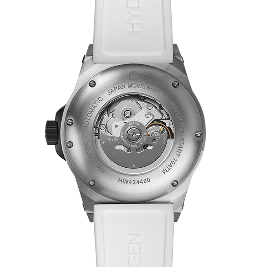 Vento Silver White Luxury Automatic Watch with Silicone Strap