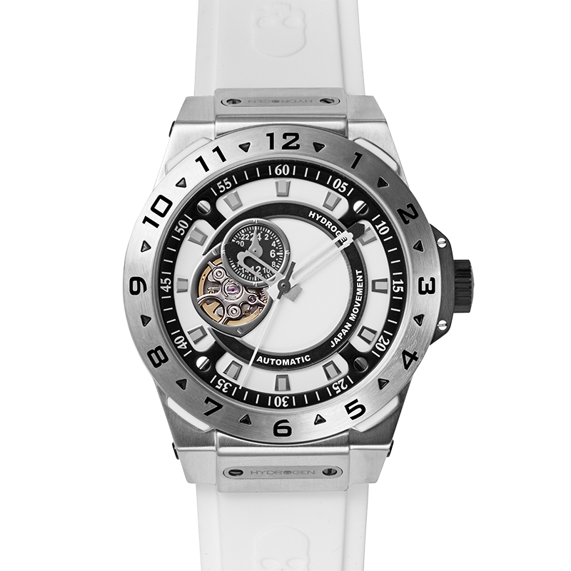 Vento Silver White Luxury Automatic Watch with Silicone Strap