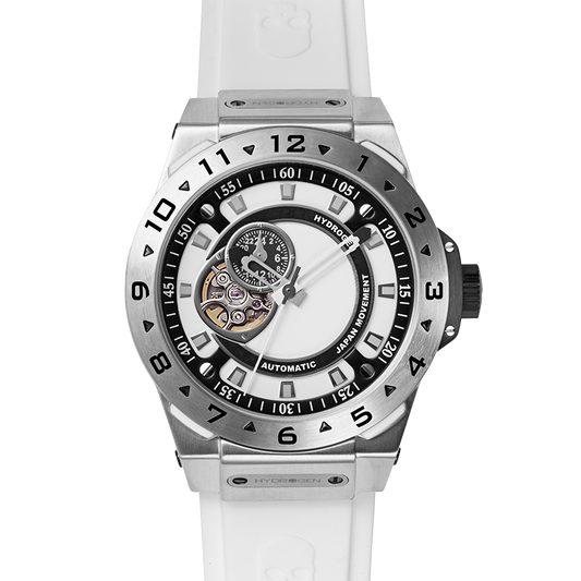 Vento Silver White Luxury Automatic Watch with Silicone Strap