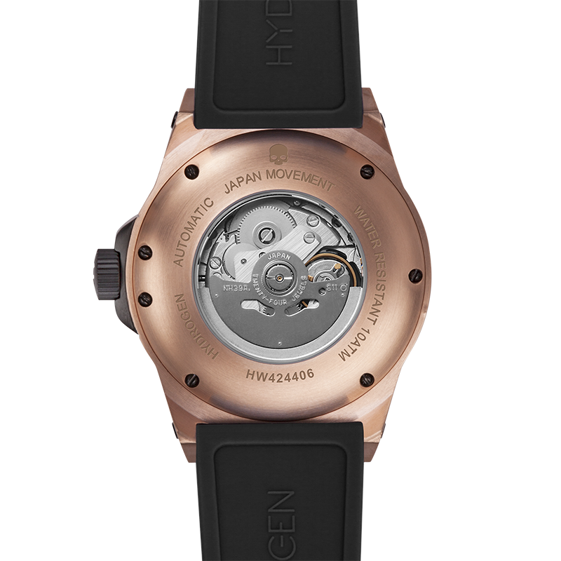 Vento Black Rose Gold Watch with Silicone Strap