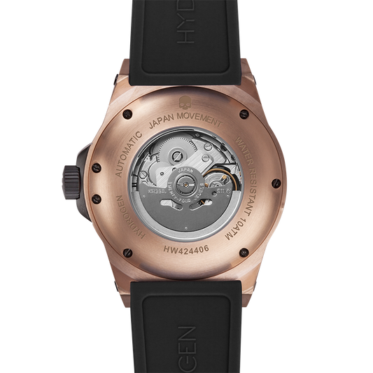 Vento Black Rose Gold Watch with Silicone Strap