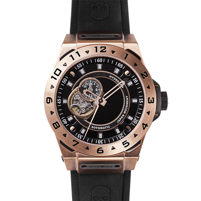 Vento Black Rose Gold Watch with Silicone Strap