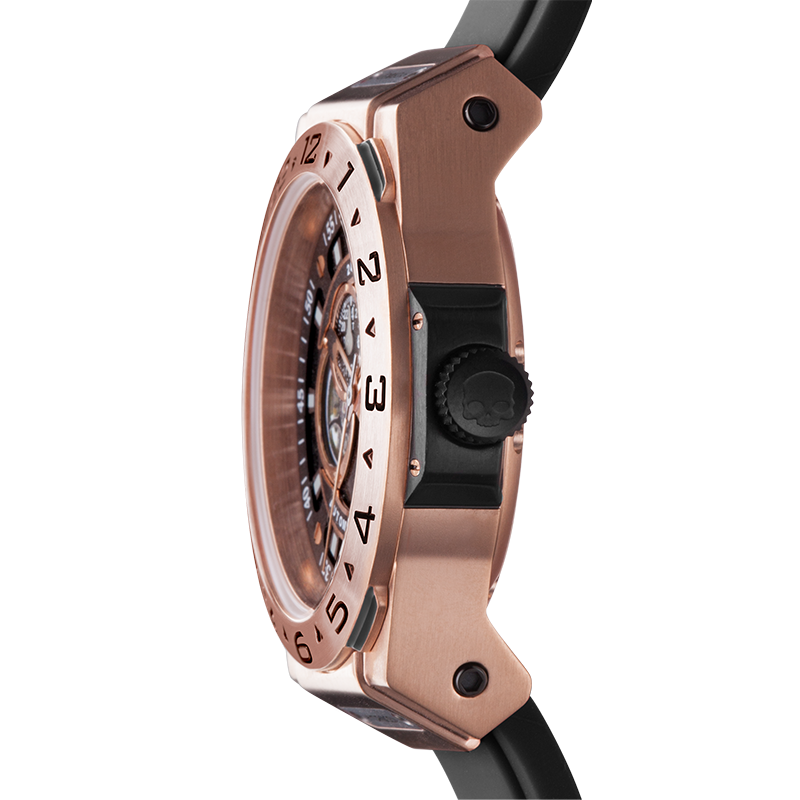 Vento Black Rose Gold Watch with Silicone Strap