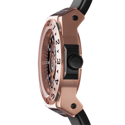 Vento Black Rose Gold Watch with Silicone Strap