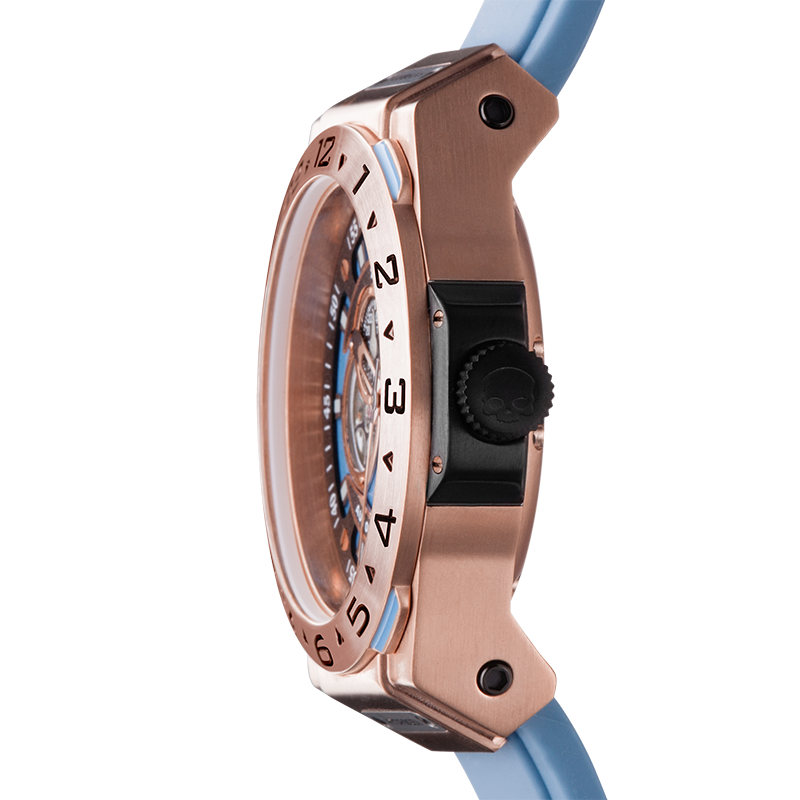 Vento Rose Gold Light Blue Fashion Watch with GMT Function