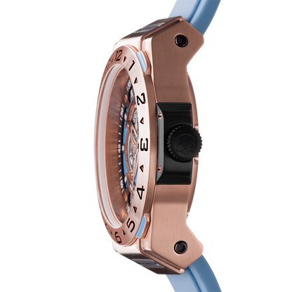 Vento Rose Gold Light Blue Fashion Watch with GMT Function