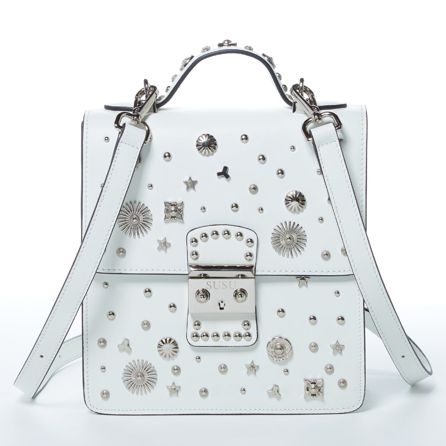 SUSU The Hollywood Backpack Leather Purse White - Stylemz