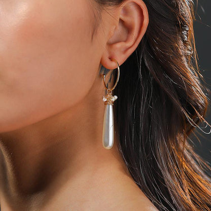 Hoop Dangle Earring with Faux Pearl - Elegant & Comfortable