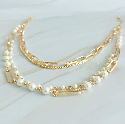 Fourfect Layered Clip Chain Necklace for Effortless Style