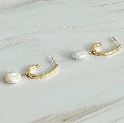 Dangle Pearl Gold Hoop Earrings for Elegant Style Upgrade