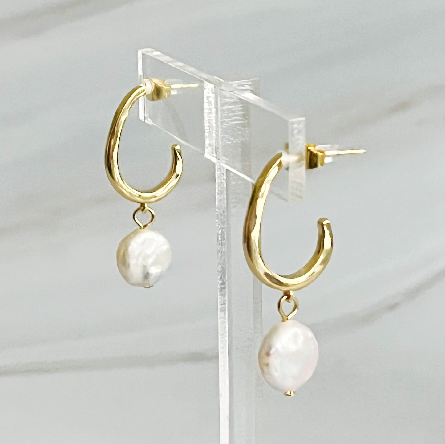 Dangle Pearl Gold Hoop Earrings for Elegant Style Upgrade