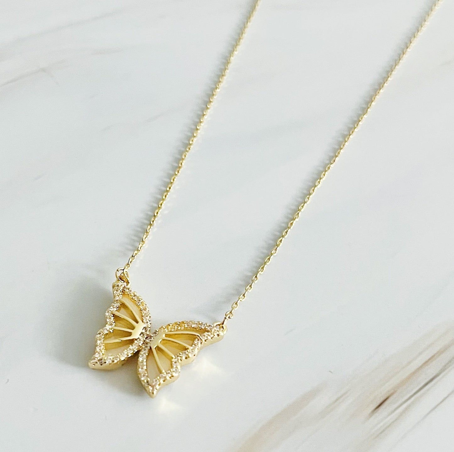 Vintage Glam Reversible Butterfly Necklace for Elegance