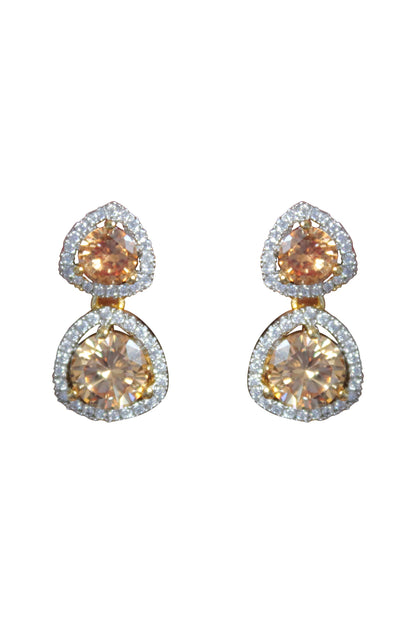 Nikobar Stone Earrings with Gold Plating and Crystals