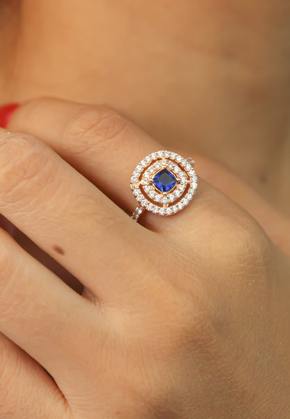 Elegant Golden Maldives Ring with Zirconia Stones