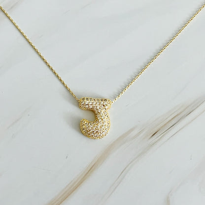 Crystal Bubble Initial Necklace with Sparkling Crystals