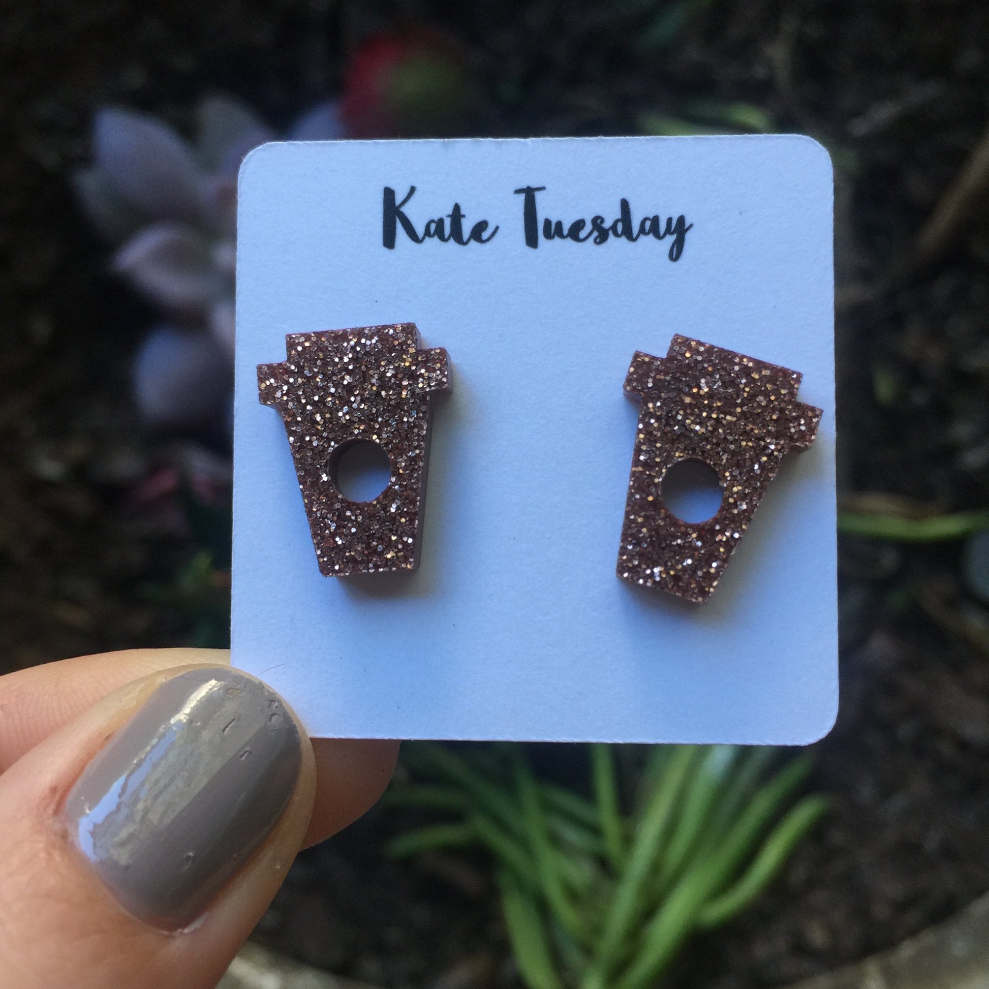 Rose Gold Coffee Cup Stud Acrylic Earrings - Stylemz