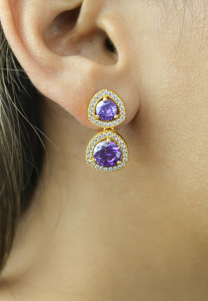 Nikobar Stone Earrings with Gold Plating and Crystals